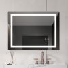 32*24 LED Lighted Bathroom Wall Mounted Mirror with High Lumen+Anti-Fog Separately Control+Dimmer Function