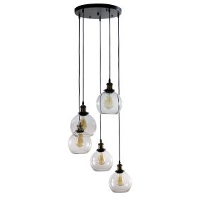 Deeni Edison 5-light Adjustable-length Pendant Silver Tint Lamp