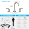 Bathroom Faucet 2 Handle Brushed Nickel Bathroom Sink Faucet Widespread 3 Hole 360° Swivel Spout Modern Sink Basin Faucets 8 inch