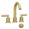 Gold Bathroom Faucet 2 Handle 8 Inch Bathroom Sink Faucets Stainless Steel 3 Hole Widespread with Pop Up Drain and Water Supply Hoses, Brushed Gold