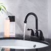 4 Inch 2 Handle Centerset Bathroom Faucet,with Pop up Drain and 2 Water Supply Lines,Matte Black