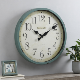 FirsTime & Co. Teal Bellamy Wall Clock, Farmhouse, Analog, 24 x 2 x 24 in