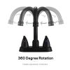 4 Inch 2 Handle Centerset Bathroom Faucet,with Pop up Drain and 2 Water Supply Lines,Matte Black