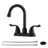 4 Inch 2 Handle Centerset Bathroom Faucet,with Pop up Drain and 2 Water Supply Lines,Matte Black