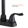 4 Inch 2 Handle Centerset Bathroom Faucet,with Pop up Drain and 2 Water Supply Lines,Matte Black