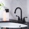 4 Inch 2 Handle Centerset Bathroom Faucet,with Pop up Drain and 2 Water Supply Lines,Matte Black