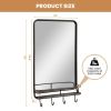 Wall Bathroom Mirror with Shelf Hooks Sturdy Metal Frame for Bedroom Living Room