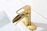 Bathroom Faucet Waterfall Bathroom Faucet Pop Up Drain Bathroom Sink Faucet,Faucet for Bathroom Sink,Single Handle Single Hole Bathroom Faucets