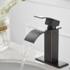 Waterfall Single Hole Single-Handle Low-Arc Bathroom Faucet With Pop-up Drain Assembly in Oil Rubbed Bronze