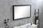 42 in. W x24 in. H Oversized Rectangular Black Framed LED Mirror Anti-Fog Dimmable Wall Mount Bathroom Vanity Mirror