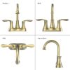 Bathroom Faucet Brushed Gold with Pop up Drain & Supply Hoses 2-Handle 360 Degree High Arc Swivel Spout Centerset 4 Inch Vanity Sink Faucet 4011B-NA