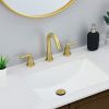 Gold Bathroom Faucet 2 Handle 8 Inch Bathroom Sink Faucets Stainless Steel 3 Hole Widespread with Pop Up Drain and Water Supply Hoses, Brushed Gold