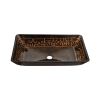 22.25" L -14.5" W -4 4-3/8 in. H Golden Handmade Glass Rectangle Vessel Bathroom Sink in Brown and  with Faucet and Pop-Up Drain in Matte Black