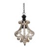 Farmhouse Chandeliar, Distressed White Pendant French Country Wood Chandelier for Living Room Foyer, Bulb Not Included