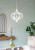 French Country Wood Chandelier, 6-Light Farmhouse Pendant Light Fixture with Adjustable Chain for Kitchen Foyer Hallway Entryway, Bulb Not Included