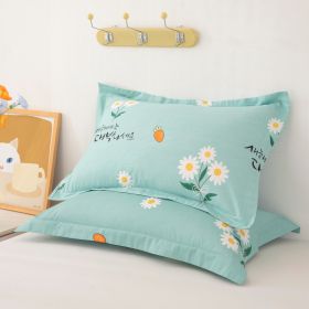 One Pair Of Pure Cotton Pillowcases For Single Person (Option: Daisy Blue-48cmX74cm)