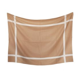 Simple Home White Frame Cross Travel Four Seasons Pure Wool Nap Blanket (Option: Camel)