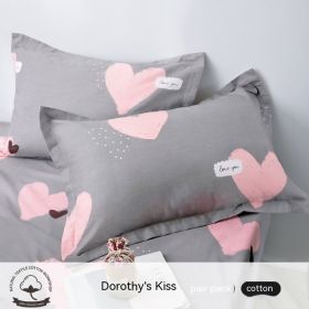 A Pair Of Cotton Pillowcases For Household Use (Option: Peach Joy Kiss-48cmX74cm)