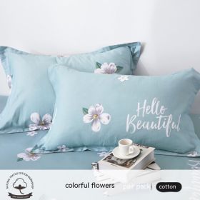 A Pair Of Cotton Pillowcases For Household Use (Option: Colorful flowers-48cmX74cm)