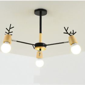 Modern Minimalist Ceiling Lamp Nordic Creative Antler Lamp (Option: 5W Warm Light Bulb-3 Black Head)