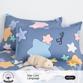 A Pair Of Cotton Pillowcases For Household Use (Option: Star Love Language-48cmX74cm)