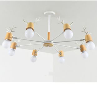 Modern Minimalist Ceiling Lamp Nordic Creative Antler Lamp (Option: 5W Tricolor Light Bulb-8 White Heads)