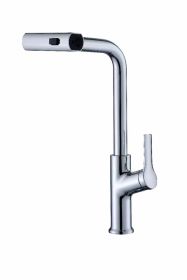 Copper Hot And Cold Pull-out Kitchen Shower Faucet (Option: Silvercopper Flat Tee)