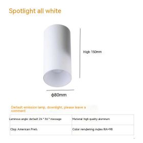 Thigh High Anti-glare Punch Free Ceiling Living Room Aisle Surface Mounted Spotlight (Option: 7W Warm Light 3000K-All White)