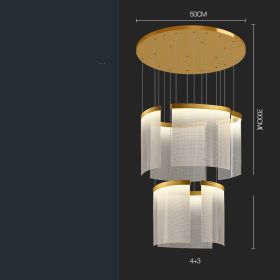 Villa Duplex Large Chandelier Living Room (Option: 7heads gold-Stepless dimming)