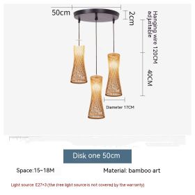 Japanese New Chinese Style Bamboo Bamboo Artwork Chandelier (Option: With Warm Light-Black Disc)