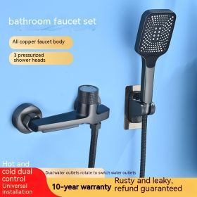 Bathroom Copper Shower Faucet Hot And Cold Mixing Valve Shower Head (Option: Gun Gray Shower)