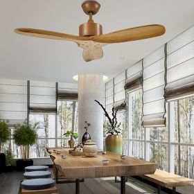 Black Industrial Lightless Living Room, Dining Room, Minimalist Retro Wood Remote Control Electric Fan Light (Option: B)