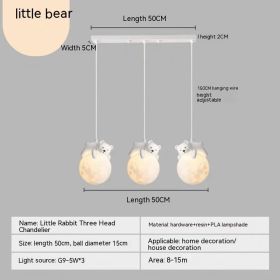 Children's Room Bedroom Bedside Chandelier (Option: Monochrome Warm Light-Bear Three heads)