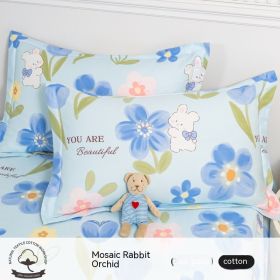 A Pair Of Cotton Pillowcases For Household Use (Option: Flower leaved rabbit orchid-48cmX74cm)