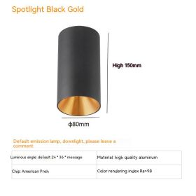 Thigh High Anti-glare Punch Free Ceiling Living Room Aisle Surface Mounted Spotlight (Option: 7W Warm Light 3000K-Black Gold)