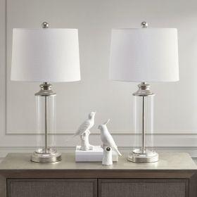 Clarity Glass Cylinder Table Lamp Set of 2 (Color: as Pic)