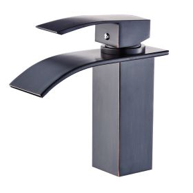 Waterfall showerhead bathroom faucet, single handle bathroom sink faucet (Color: Oil Rubbed Bronze)