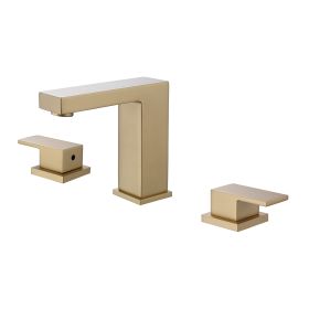 Widespread 3 Hole Bathroom Faucet,2 Handles 8 Inch Bathroom Faucets for Sink 3 Hole, Modern Bathroom Vanity Sink Faucet (Color: Gold)