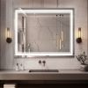 LED Lighted Bathroom Wall Mounted Mirror with High Lumen+Anti-Fog Separately Control+Dimmer Function