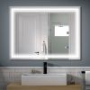 LED Lighted Bathroom Wall Mounted Mirror with High Lumen+Anti-Fog Separately Control+Dimmer Function