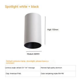 Thigh High Anti-glare Punch Free Ceiling Living Room Aisle Surface Mounted Spotlight (Option: 10w Warm Light 3000k-White And Black)