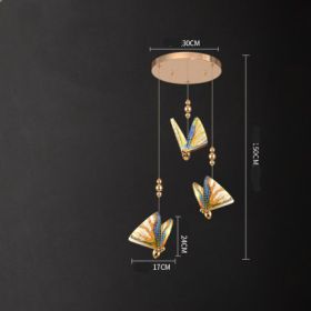 Butterfly Chandelier Bedside Enamelled Dining Hall Staircase (Option: Colorful 3head disc-Tricolor light)