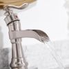 Waterfall Single Hole Single-Handle Low-Arc Bathroom Faucet With Pop-up Drain Assembly in Brushed Nickel