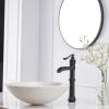 Waterfall Single Hole Single-Handle Vessel Bathroom Faucet With Pop-up Drain in Matte Black And Oil Rubbed Bronze