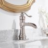 Waterfall Single Hole Single-Handle Low-Arc Bathroom Faucet With Pop-up Drain Assembly in Brushed Nickel