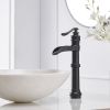 Waterfall Single Hole Single-Handle Vessel Bathroom Faucet With Pop-up Drain in Matte Black And Oil Rubbed Bronze