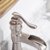 Waterfall Single Hole Single-Handle Low-Arc Bathroom Faucet With Pop-up Drain Assembly in Brushed Nickel