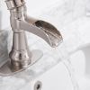 Waterfall Single Hole Single-Handle Low-Arc Bathroom Faucet With Pop-up Drain Assembly in Brushed Nickel