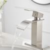 Waterfall Single Hole Single-Handle Low-Arc Bathroom Faucet With Pop-up Drain Assembly in Brushed Nickel