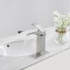 Waterfall Single Hole Single-Handle Low-Arc Bathroom Faucet With Pop-up Drain Assembly in Brushed Nickel